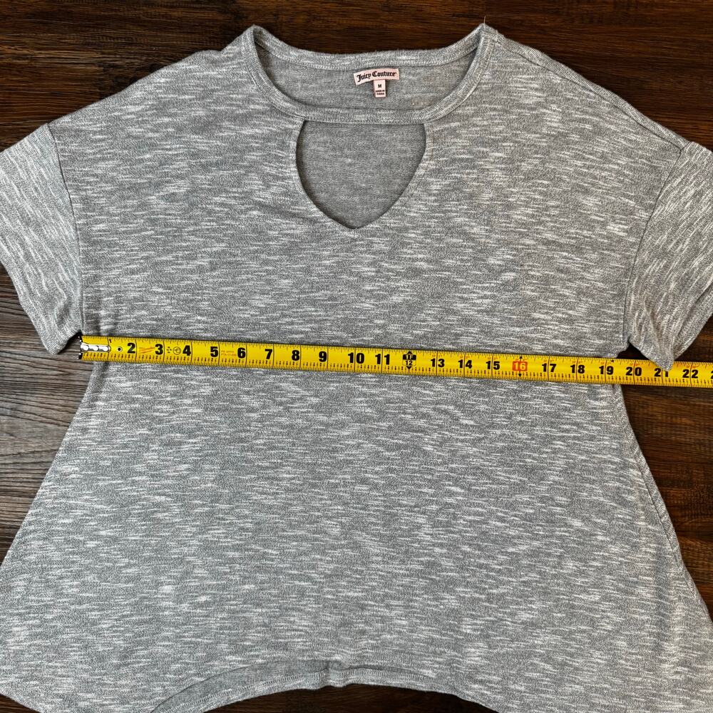 Juicy Couture grey key hole blouse MEDIUM asymmetrical bottom soft and stretchy - Picture 7 of 8